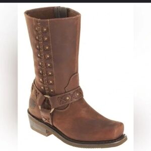 Harley-Davidson® Women's Brown Leather Auburn Harness Stud Motorcycle Boots